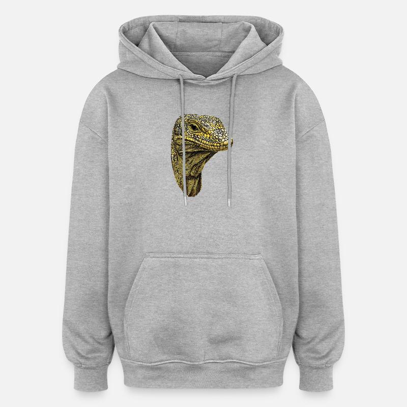 Waran Echse Reptil Komodowaran Bindenwaran Lizard - Oversized Unisex Hoodie - Grau meliert