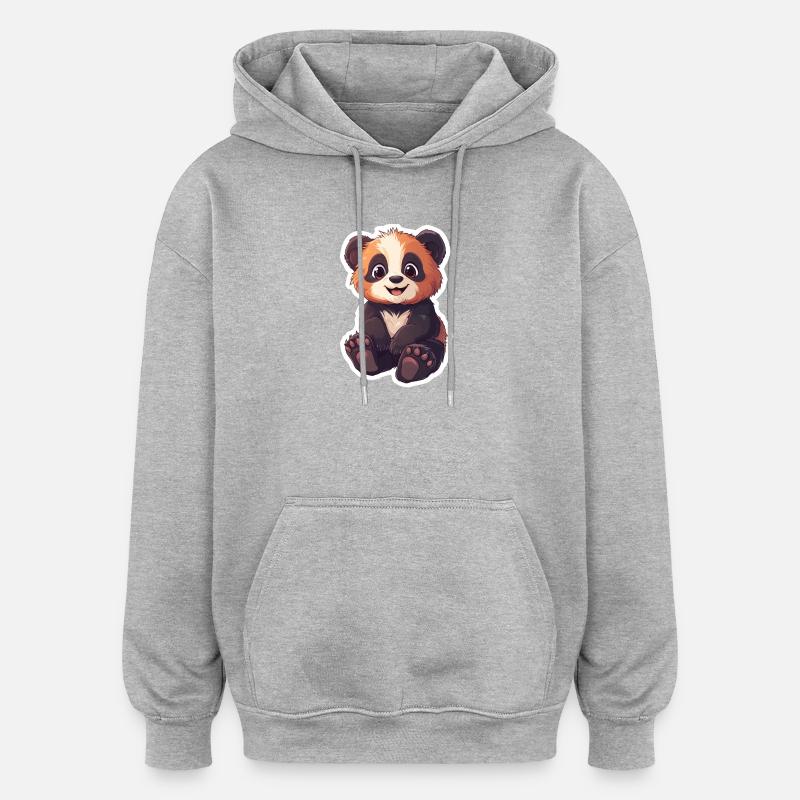 Ours panda mignon - Sweat à capuche oversize unisexe - gris chiné