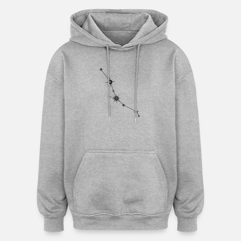 Stier Stern Sternbild Sternzeichen Schwarz & Grau - Oversized Unisex Hoodie - Grau meliert