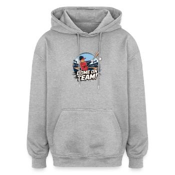 Conception inspirante de joueur de baseball - Sweat à capuche oversize unisexe - gris chiné - Devant - Noah (186cm)