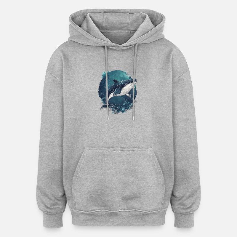 baleine - Sweat à capuche oversize unisexe - gris chiné