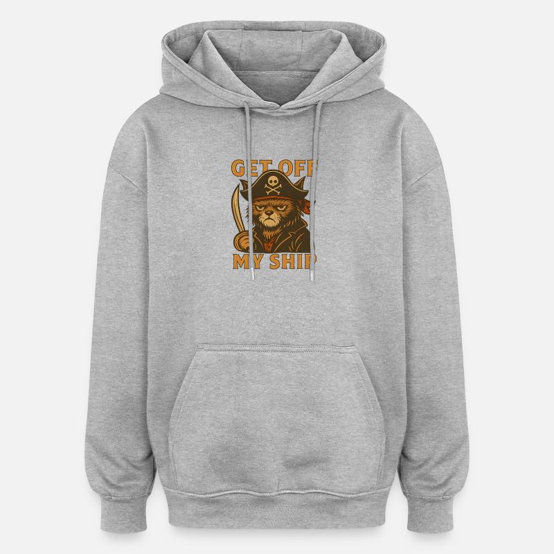 Descends de mon navire – Pirate Cat - Sweat à capuche oversize unisexe - gris chiné