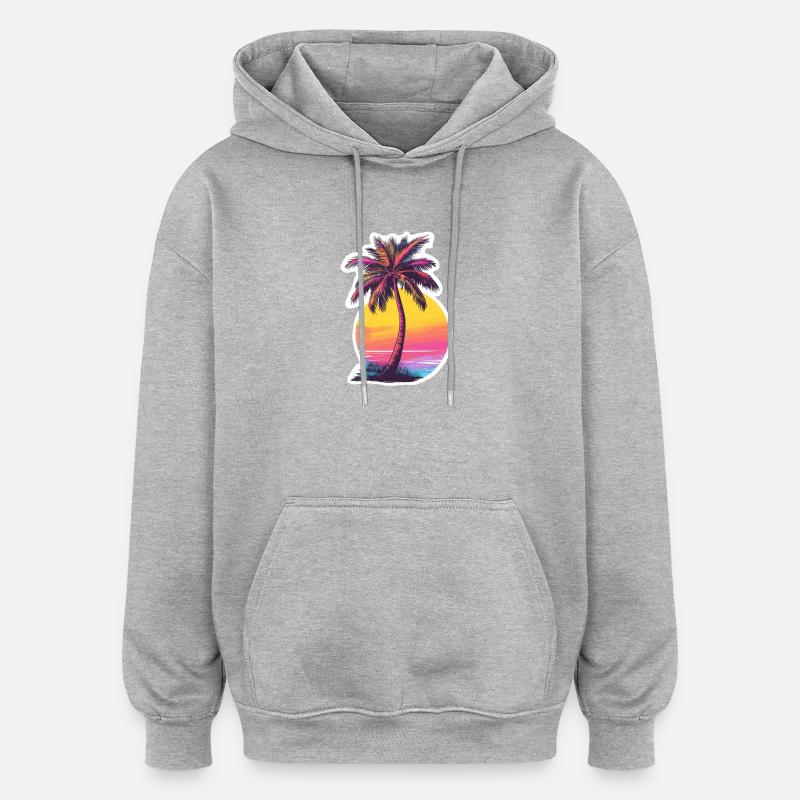 Palmier - Sweat à capuche oversize unisexe - gris chiné