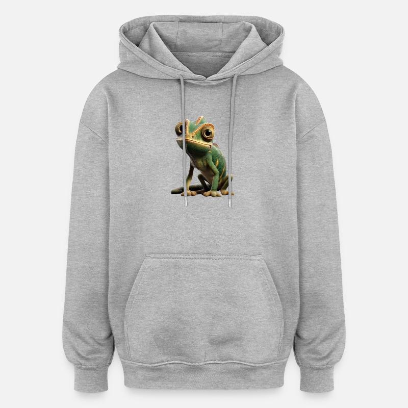 Chamäleon Echse Reptil Chameleon Leguan Eidechse - Oversized Unisex Hoodie - Grau meliert