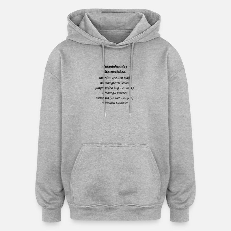 Erdzeichen_der_Sternzeichen - Oversized Unisex Hoodie - Grau meliert