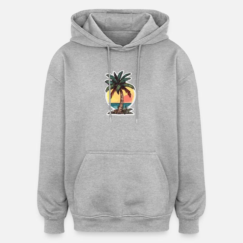 Palmier - Sweat à capuche oversize unisexe - gris chiné