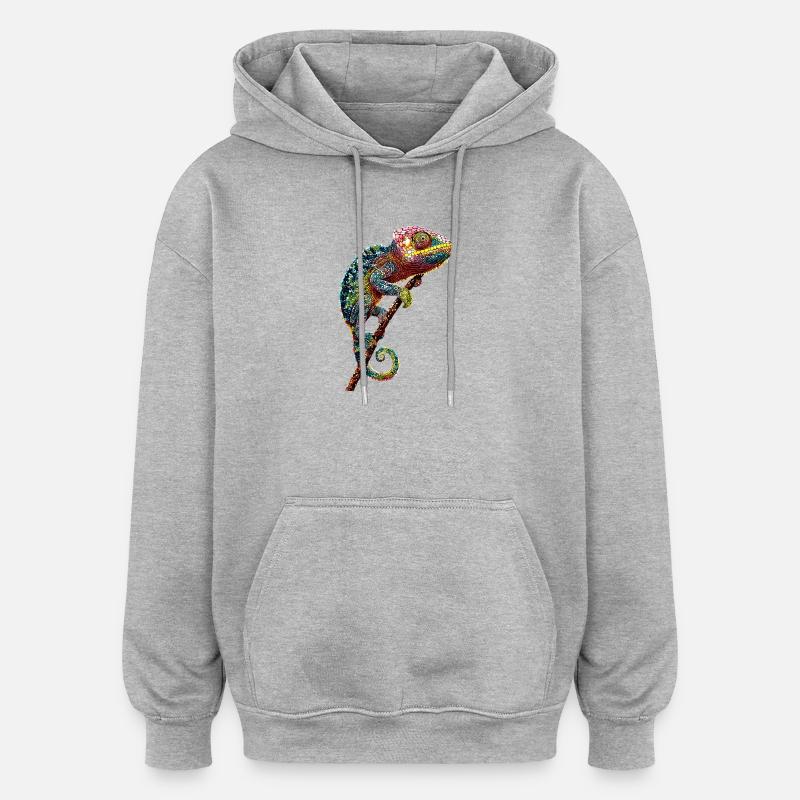 Chameleon Lizard Reptile Chameleon Iguana Lizard - Oversized Unisex Hoodie - heather grey
