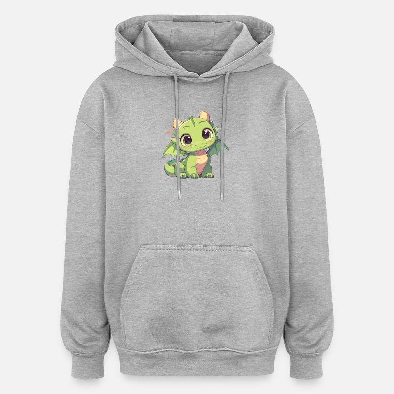 Drachen Drache - Oversized Unisex Hoodie - Grau meliert