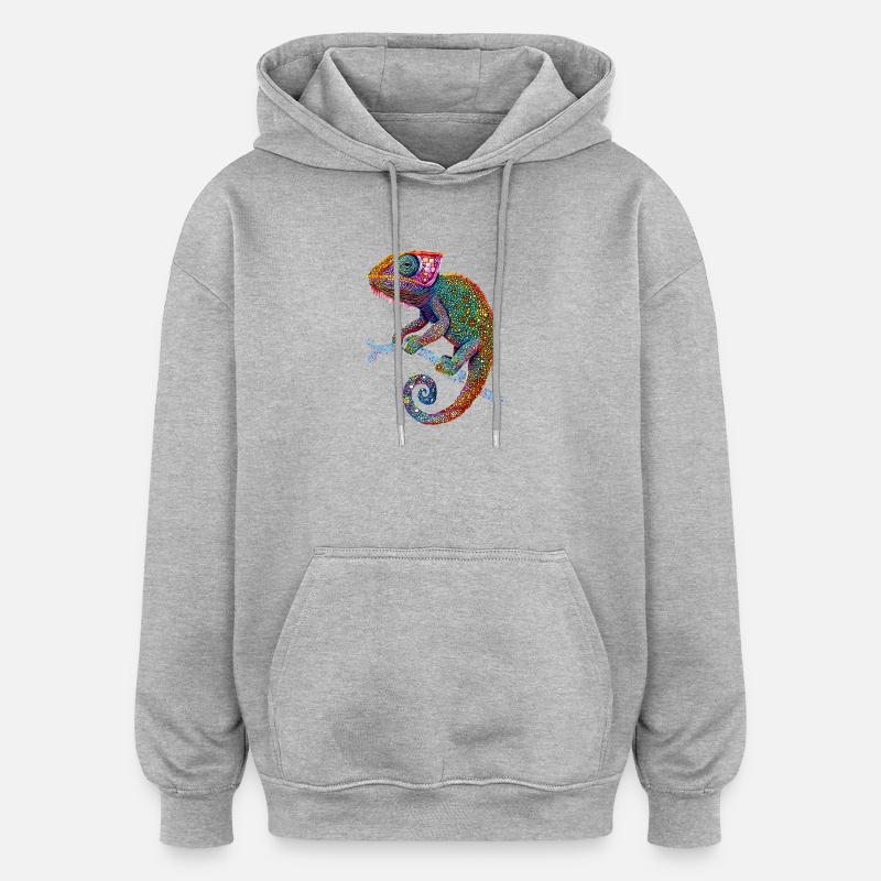 Chameleon Lizard Reptile Chameleon Iguana Lizard - Oversized Unisex Hoodie - heather grey