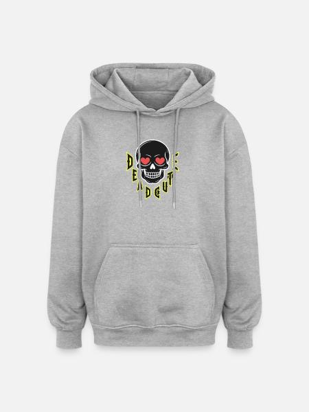 Heart-Eyed Skull Gothic Design - Oversized Unisex Hoodie - heather grey
