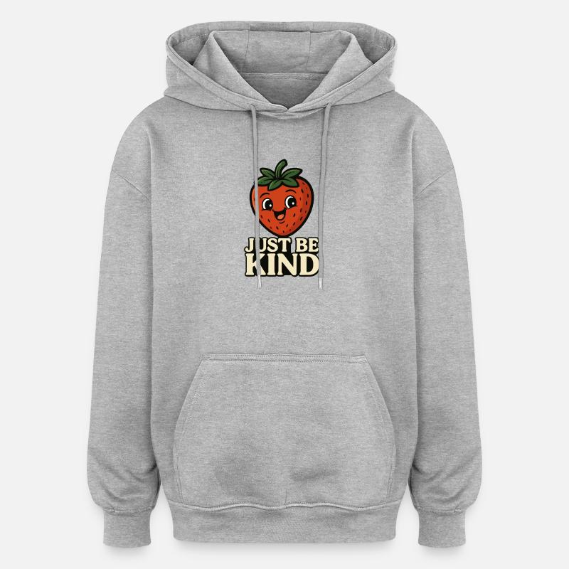 Niedliche Erdbeerfigur mit Botschaft - Oversized Unisex Hoodie - Grau meliert