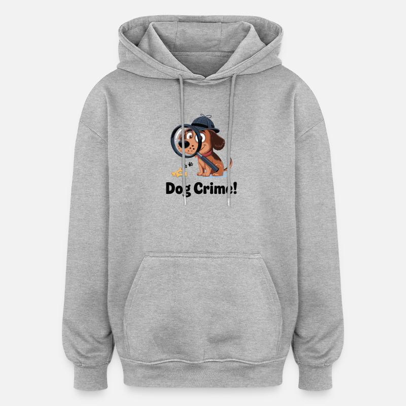 T-shirt policier avec chiot détective - Sweat à capuche oversize unisexe - gris chiné