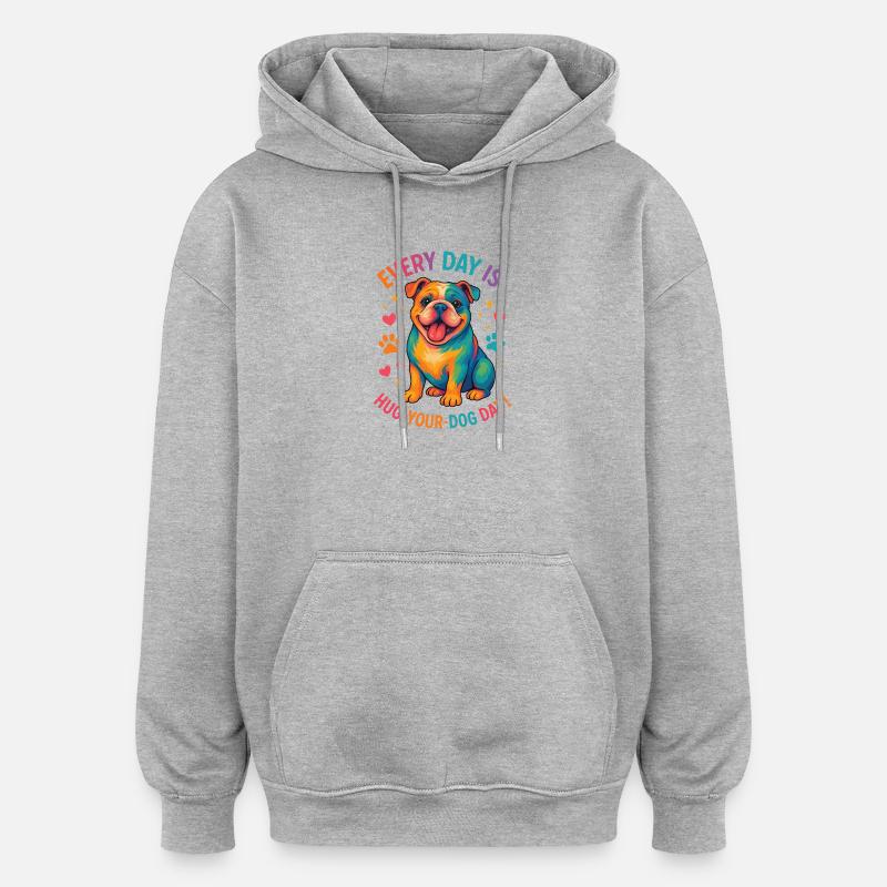 Bouledogue - Sweat à capuche oversize unisexe - gris chiné