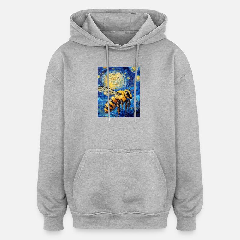Biene Van Gogh Style Starry Night - Oversized Unisex Hoodie - Grau meliert