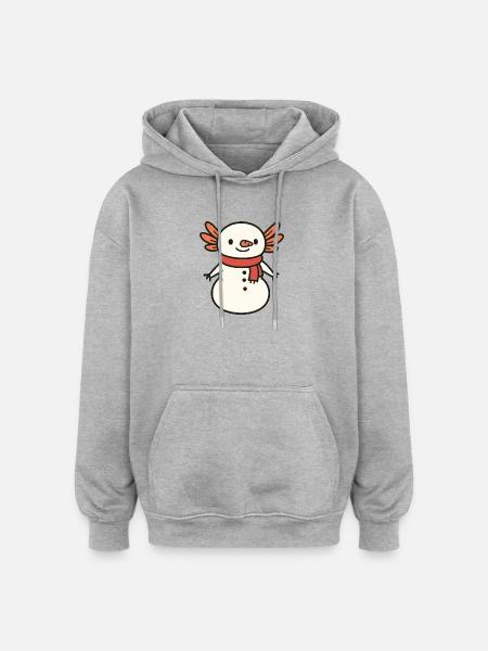 Axolotl Snowman Christmas Cute - Oversized Unisex Hoodie - heather grey