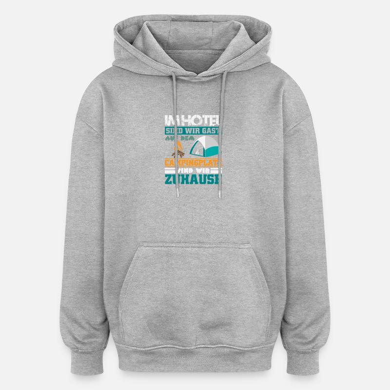 Camper Camping Caravane Dicton - Sweat à capuche oversize unisexe - gris chiné