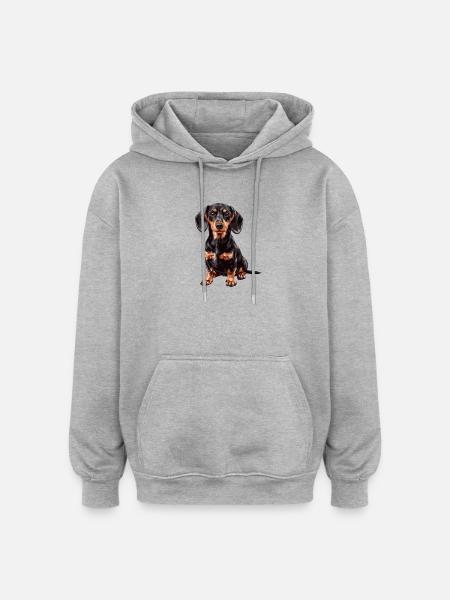 Charming dachshund portrait on fabric - Oversized Unisex Hoodie - heather grey