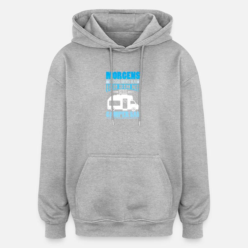 Camper Camping Caravane Dicton - Sweat à capuche oversize unisexe - gris chiné