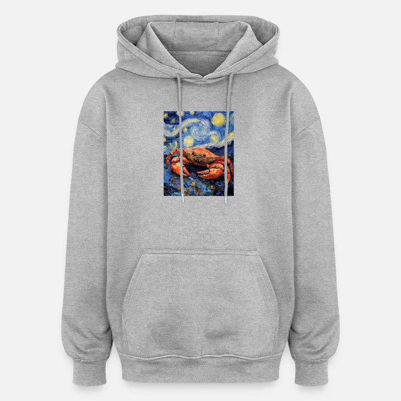 Krabbe Van Gogh Style Starry  - Oversized Unisex Hoodie - Grau meliert