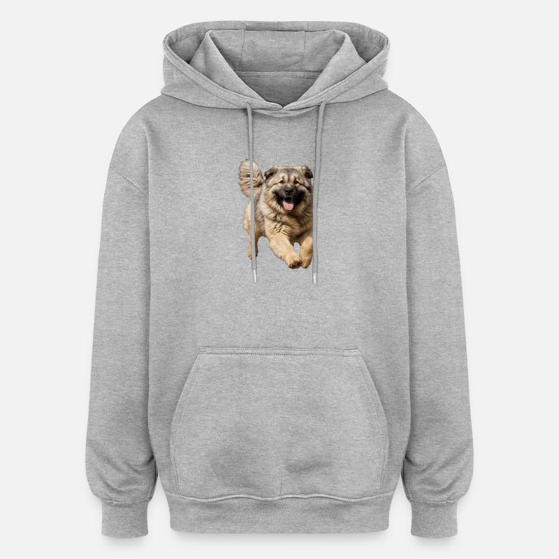 Ovcharka du Caucase - Sweat à capuche oversize unisexe - gris chiné