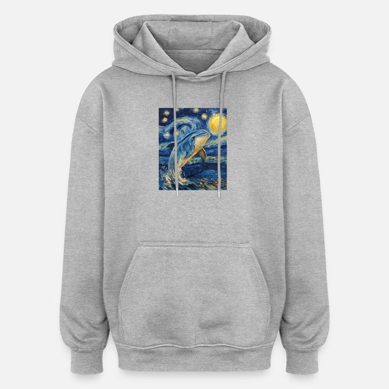 Delfin Style Van Gogh Étoilé - Sweat à capuche oversize unisexe - gris chiné