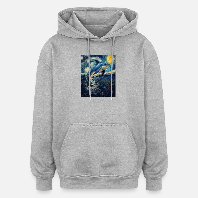 Delfin Style Van Gogh Étoilé - Sweat à capuche oversize unisexe - gris chiné