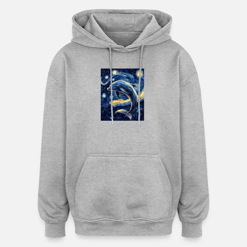 Delfin Style Van Gogh Étoilé - Sweat à capuche oversize unisexe - gris chiné