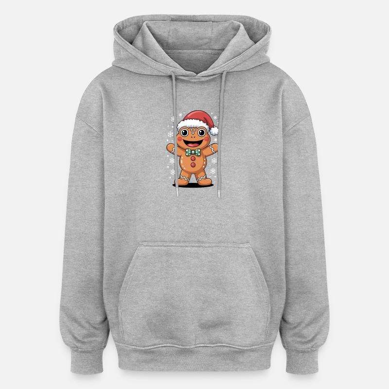 Grenouille de Noël Dessin animé d’hiver - Sweat à capuche oversize unisexe - gris chiné