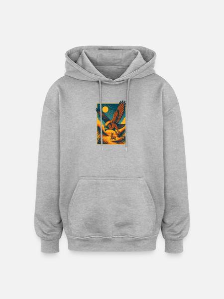 Majestic Hawk Hunting Bunny - Oversized Unisex Hoodie - heather grey
