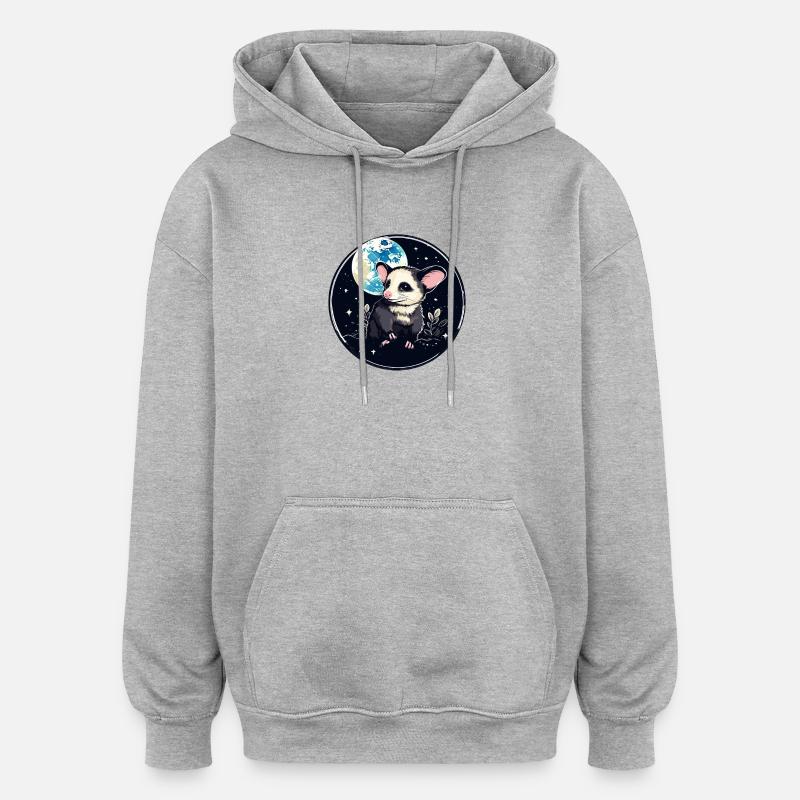 Kosmospossum Mondschein - Sweat à capuche oversize unisexe - gris chiné