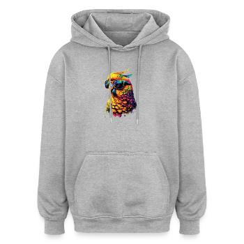 Perroquet Ara Perruche Cacatoès Amoureux des perroquets - Sweat à capuche oversize unisexe - gris chiné - Devant - Noah (186cm)