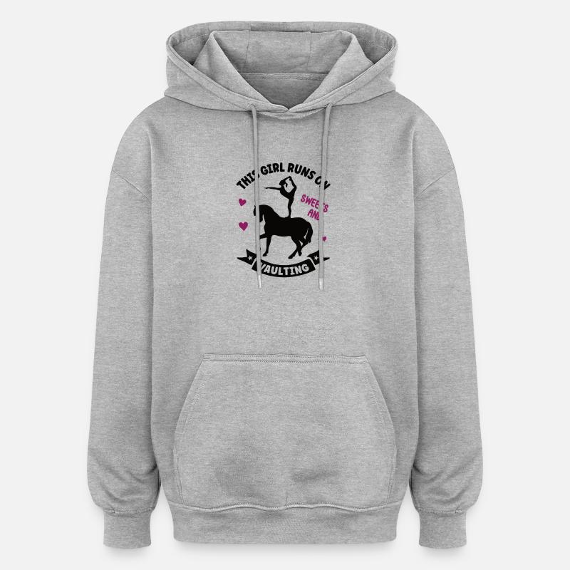 Voltige Chevaux Volti Voltige Saut équestre - Sweat à capuche oversize unisexe - gris chiné