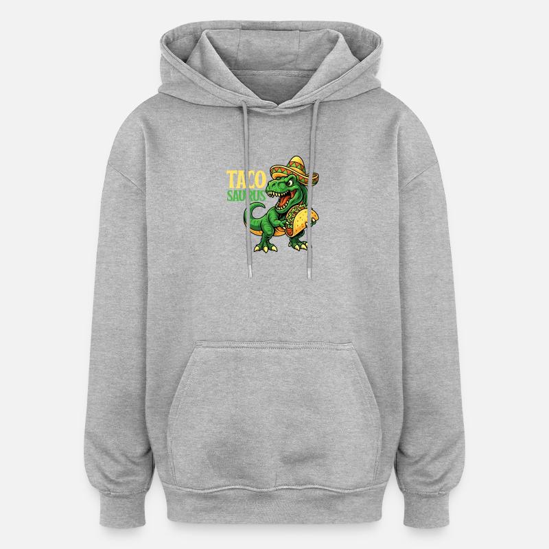 Tacosaurus Roar Taco Lover Humour - Sweat à capuche oversize unisexe - gris chiné