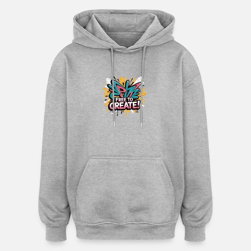 Graffiti Burst Gratuit à créer - Sweat à capuche oversize unisexe - gris chiné
