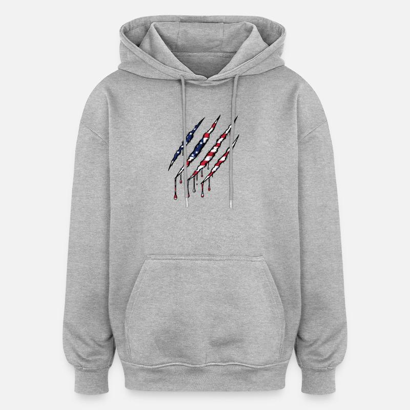 Scratch USA Flag Scratch Trace - Sweat à capuche oversize unisexe - gris chiné