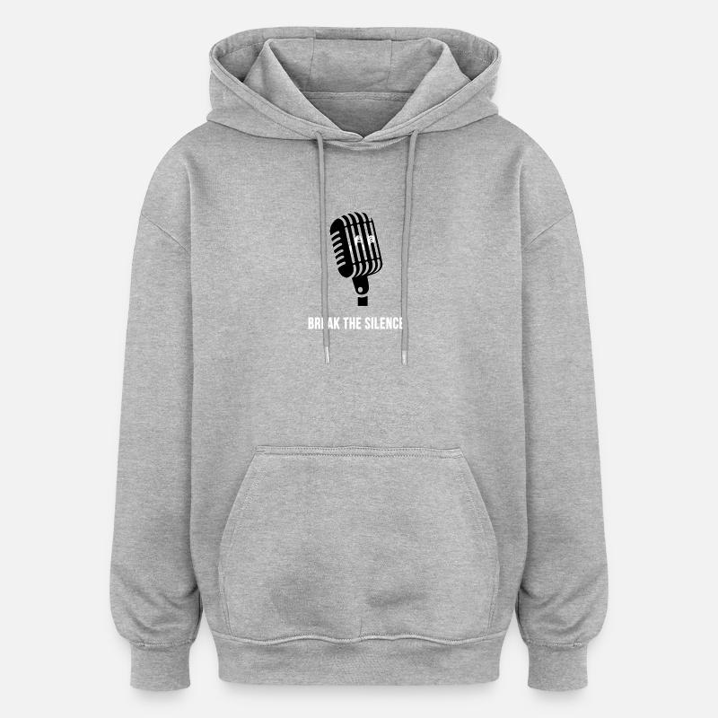 Briser le silence - Sweat à capuche oversize unisexe - gris chiné