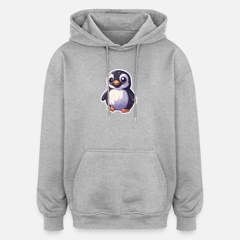 Pinguin - Oversized Unisex Hoodie - Grau meliert