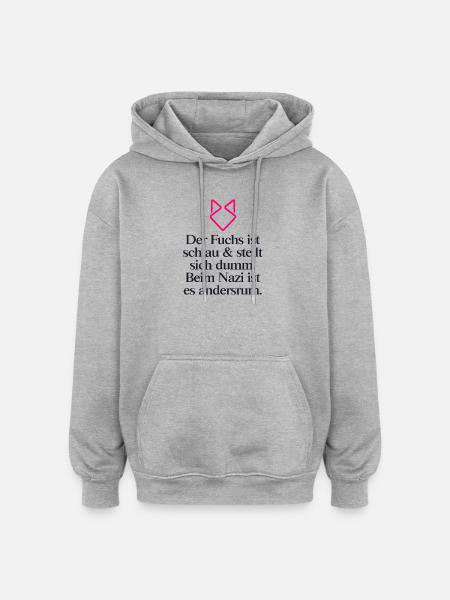 Gegen Rechts - Oversized Unisex Hoodie - Grau meliert