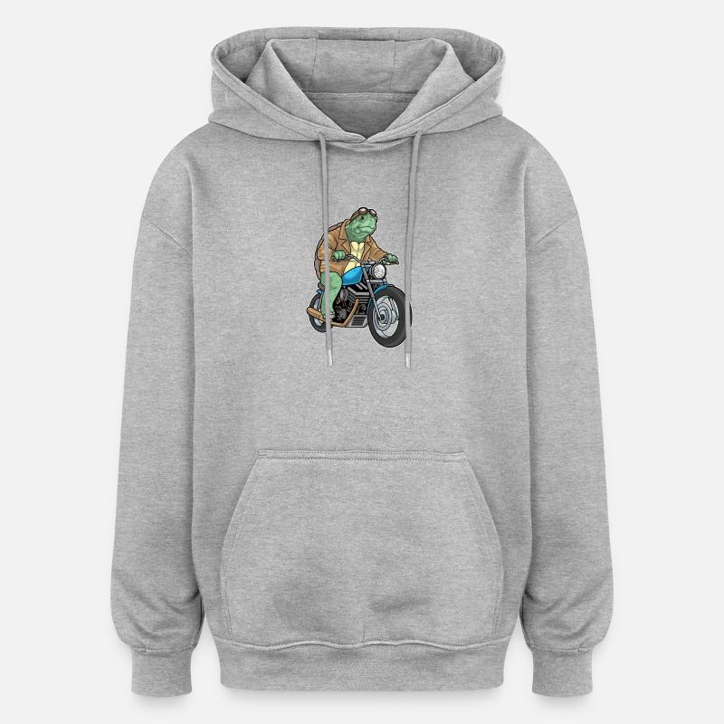 Moto tortue - Sweat à capuche oversize unisexe - gris chiné