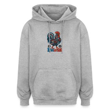 Französischer Hahn - Revolution - Frankreich - Oversized Unisex Hoodie - Grau meliert - Vorne - Noah (186cm)