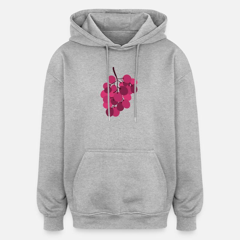 grappe de raisins rose vif - Sweat à capuche oversize unisexe - gris chiné