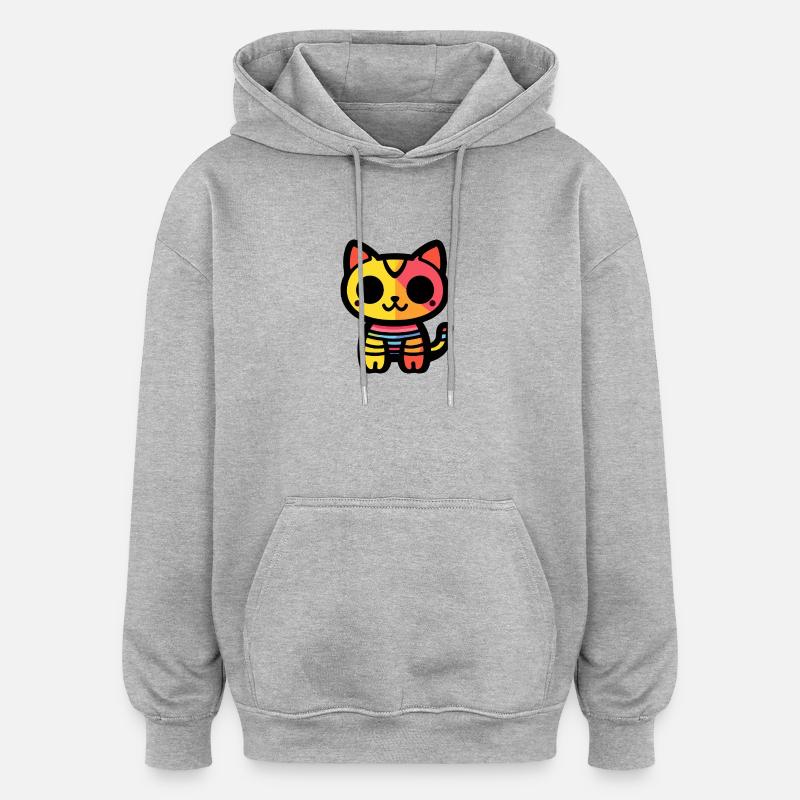 Chat Halloween Zombie - Sweat à capuche oversize unisexe - gris chiné