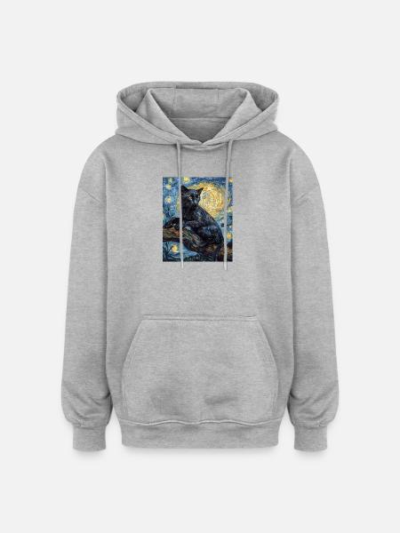 Panther Van Gogh Style Starry Night - Oversized Unisex Hoodie - heather grey