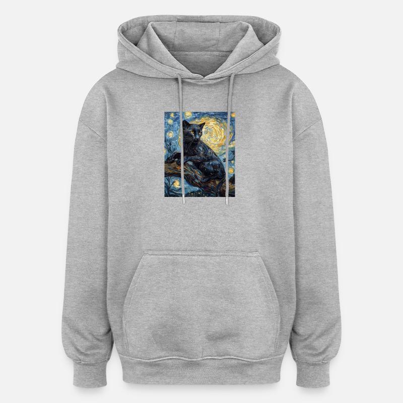 Panther Van Gogh Style Starry Night - Oversized Unisex Hoodie - heather grey
