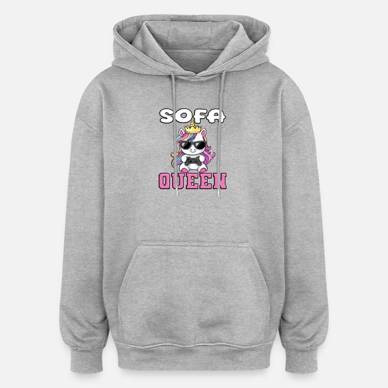 Einhorn - sofa queen zocken - Oversized Unisex Hoodie - Grau meliert