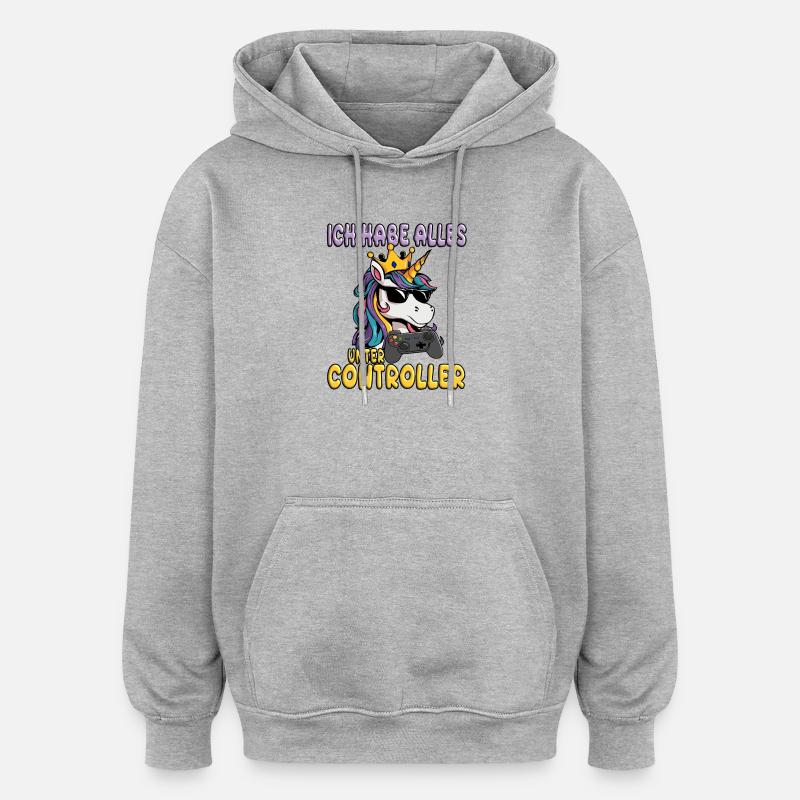 Alles unter controller - einhorn - Oversized Unisex Hoodie - Grau meliert