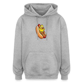 mignon canard toboggan aire de jeux dessin animé restauration rapide - Sweat à capuche oversize unisexe - gris chiné - Devant - Noah (186cm)