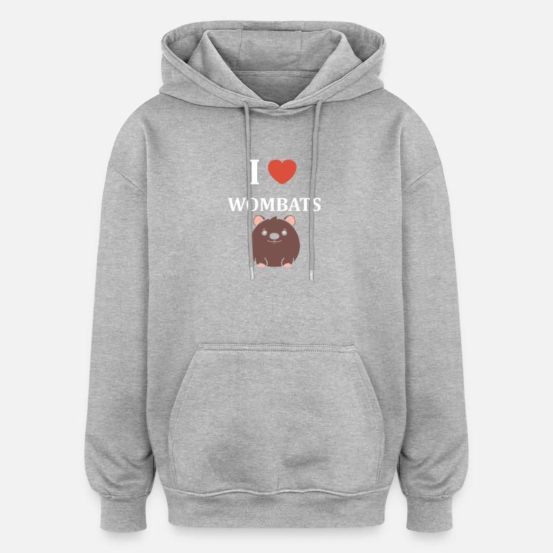 J adore les wombats - Sweat à capuche oversize unisexe - gris chiné
