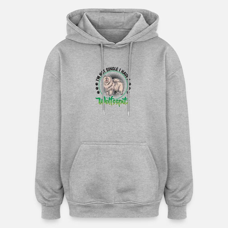 Wolfspitz not single German Wolfspitz - Oversized Unisex Hoodie - heather grey