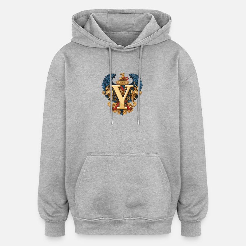 Y Buchstabe Name Krone - Oversized Unisex Hoodie - Grau meliert